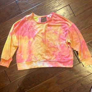 Girls pink, yellow, and orange tie-dye sweatshirt